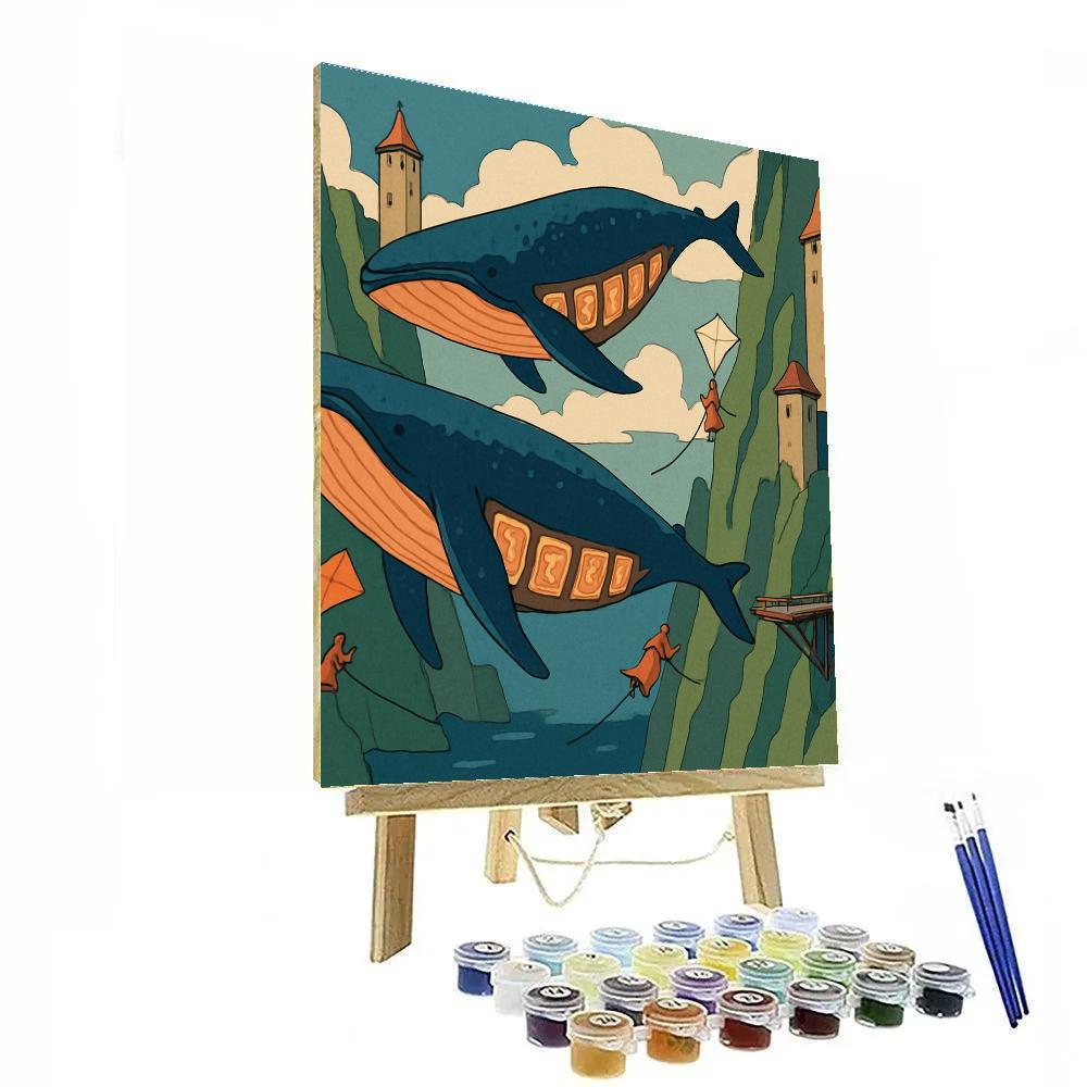 Sky Harbor With Fantasy Lantern Whales DIY paint by numbers