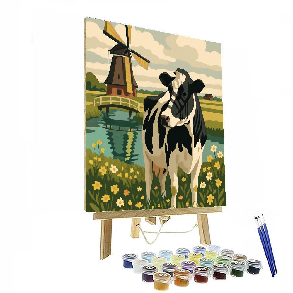 Windmill Shadow Cow Pasture DIY paint by numbers