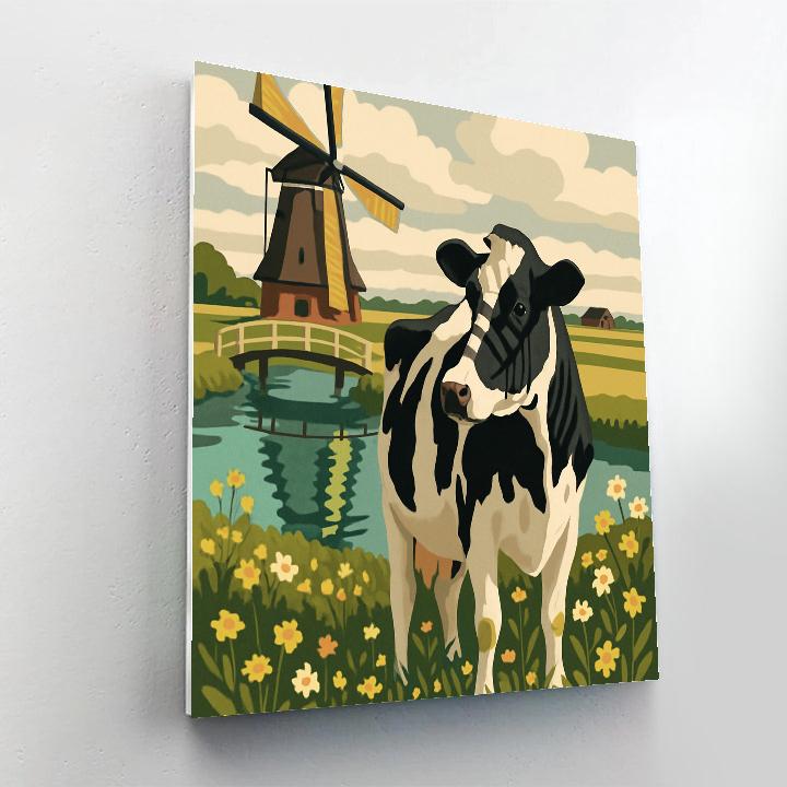 Windmill Shadow Cow Pasture DIY paint by numbers