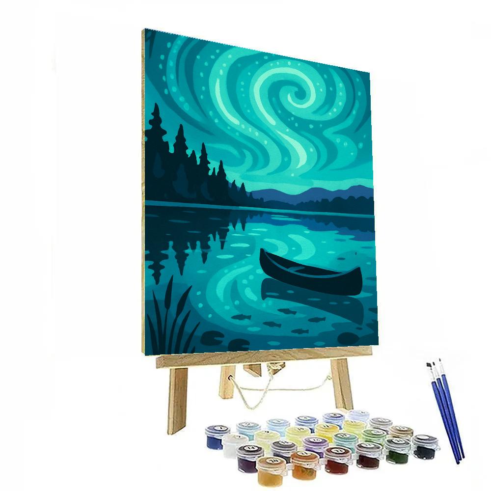 Twilight Bioluminescence Lake Canopy Paint by numbers art