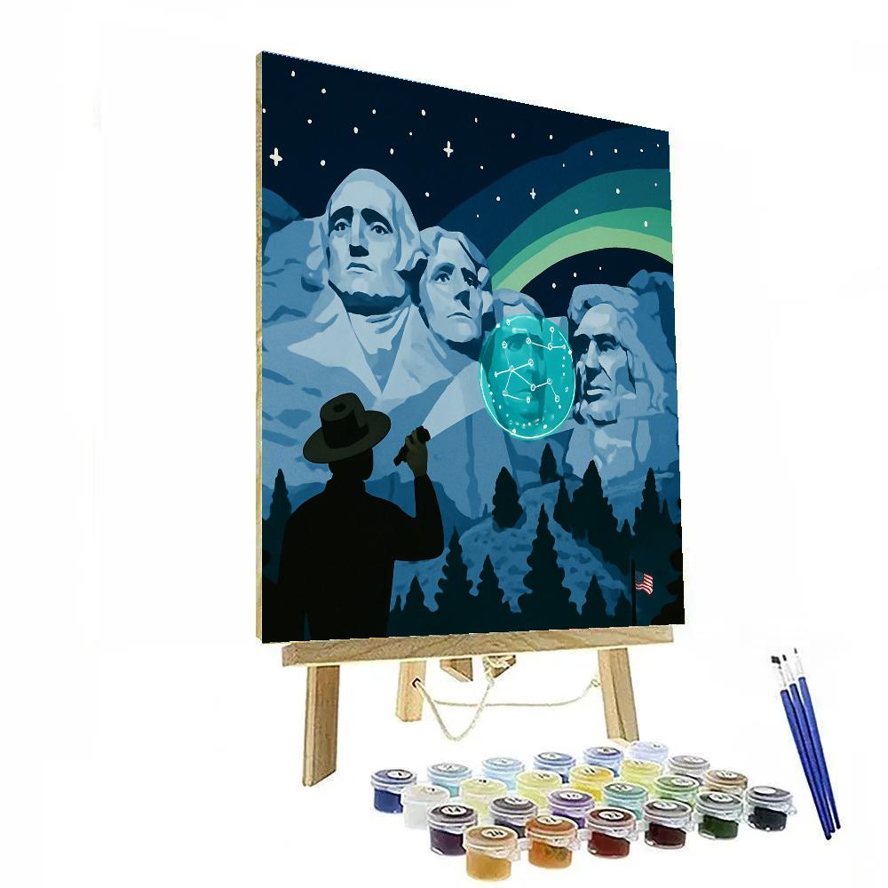 USA Aurora Over Mount Rushmore painting number kit