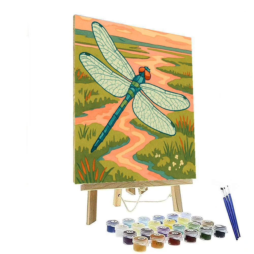 Kiteborne Dragonfly Over Salt Marsh paint by numbers