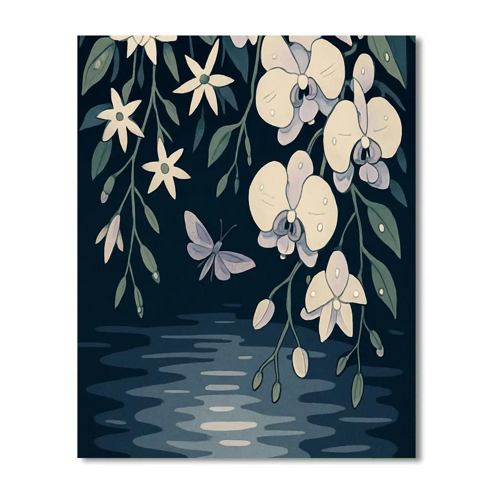 Moonlit Orchid Canopy Floral Painting by numbers kit