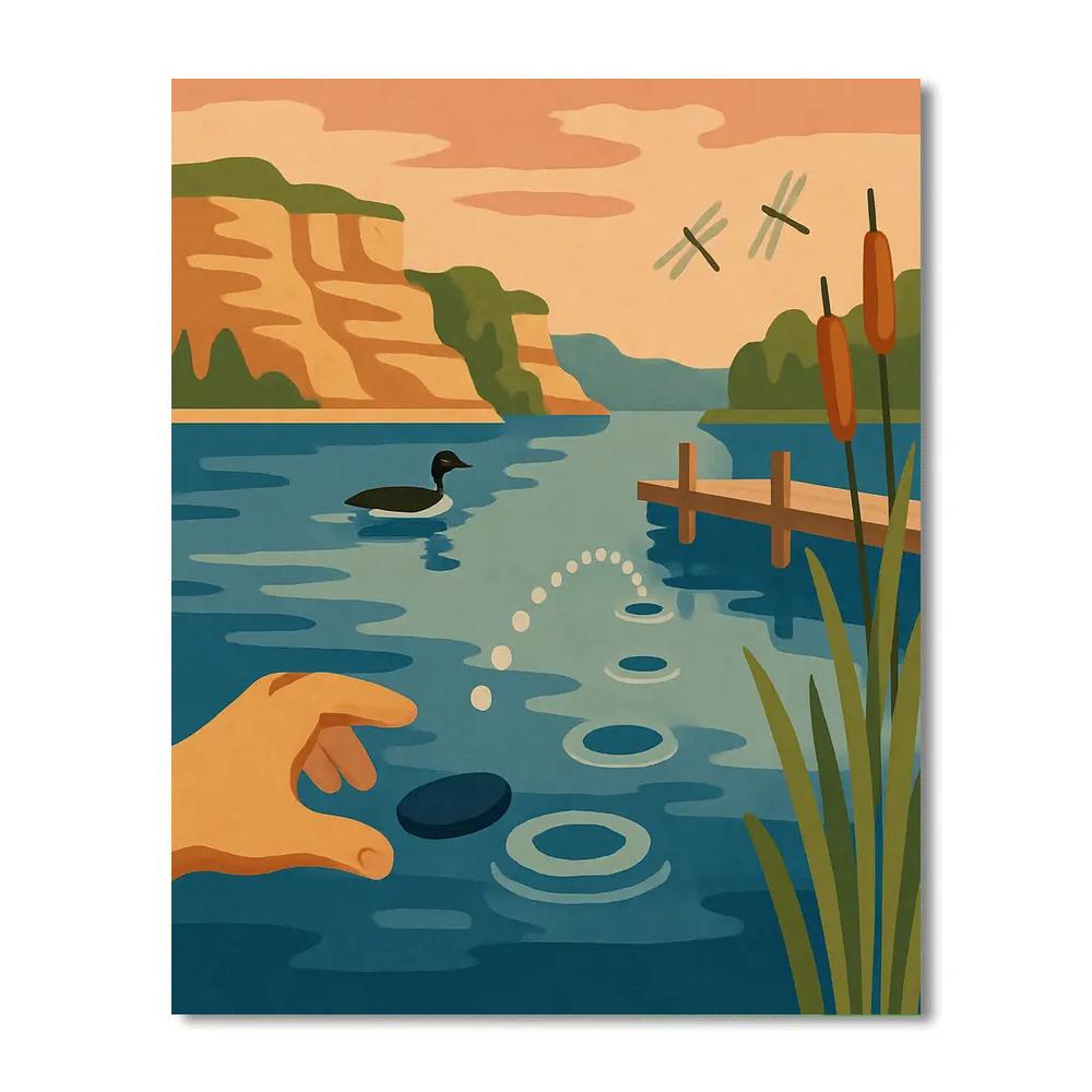Stone Skipping Theater By The Lake paint by color