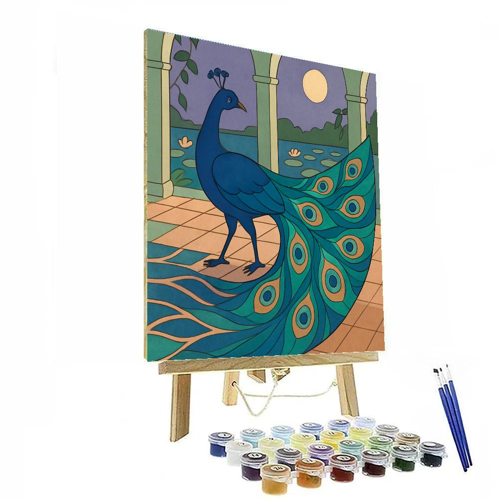 Garden Pavilion With Peacock Elegance Paint by numbers kits