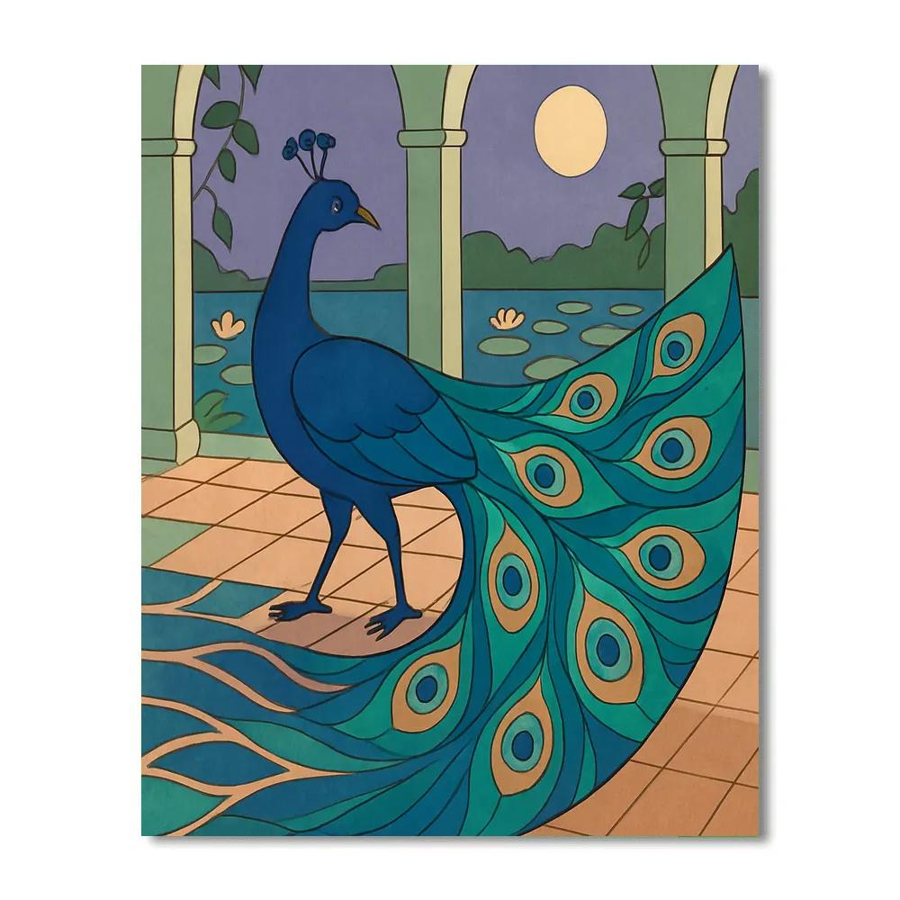 Garden Pavilion With Peacock Elegance Paint by numbers kits