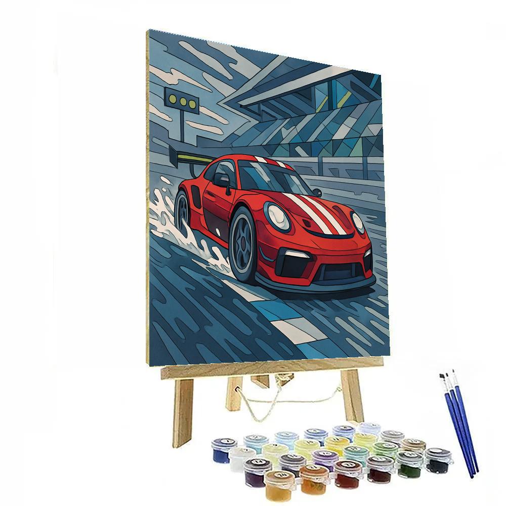 Turbocharged Circuit Sprint With Cars Number painting