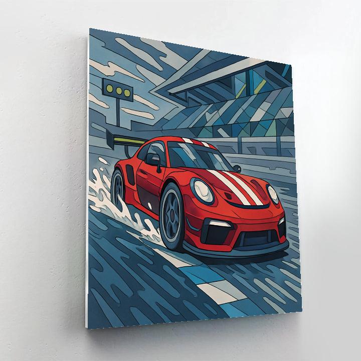 Turbocharged Circuit Sprint With Cars Number painting