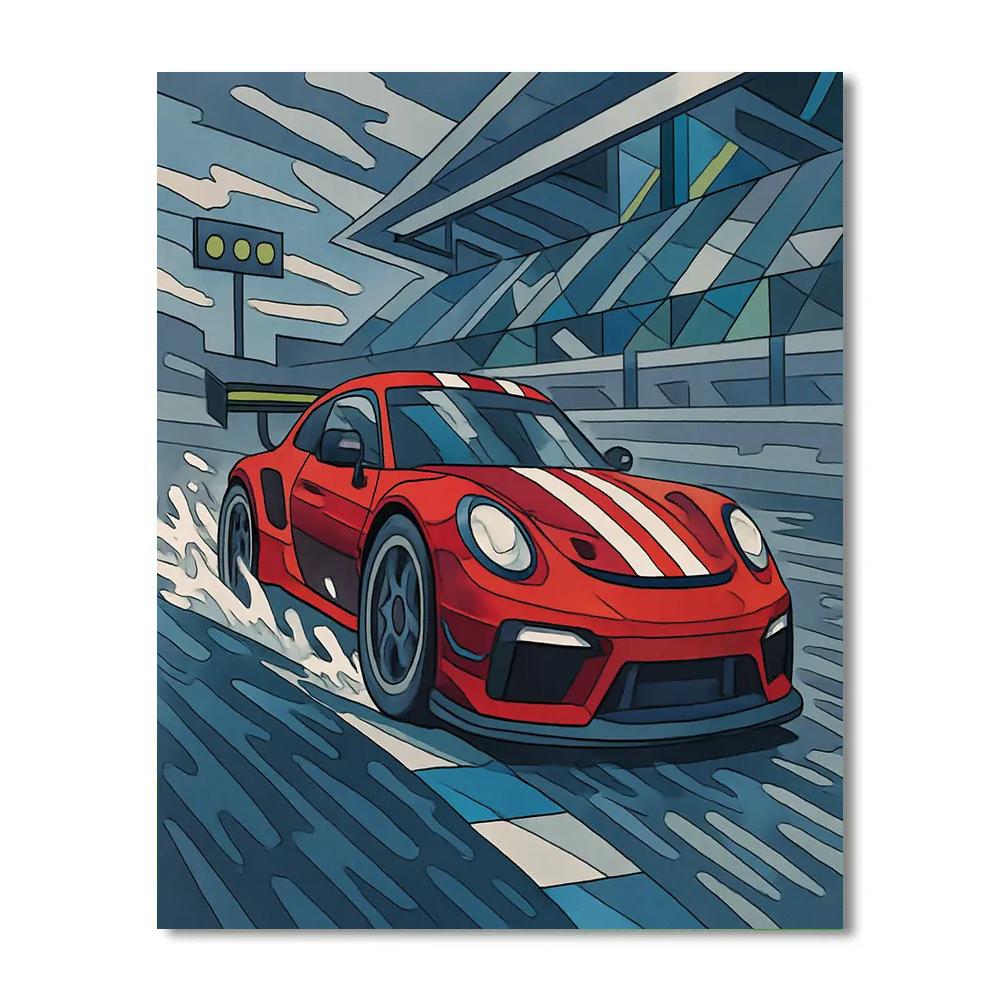 Turbocharged Circuit Sprint With Cars Number painting
