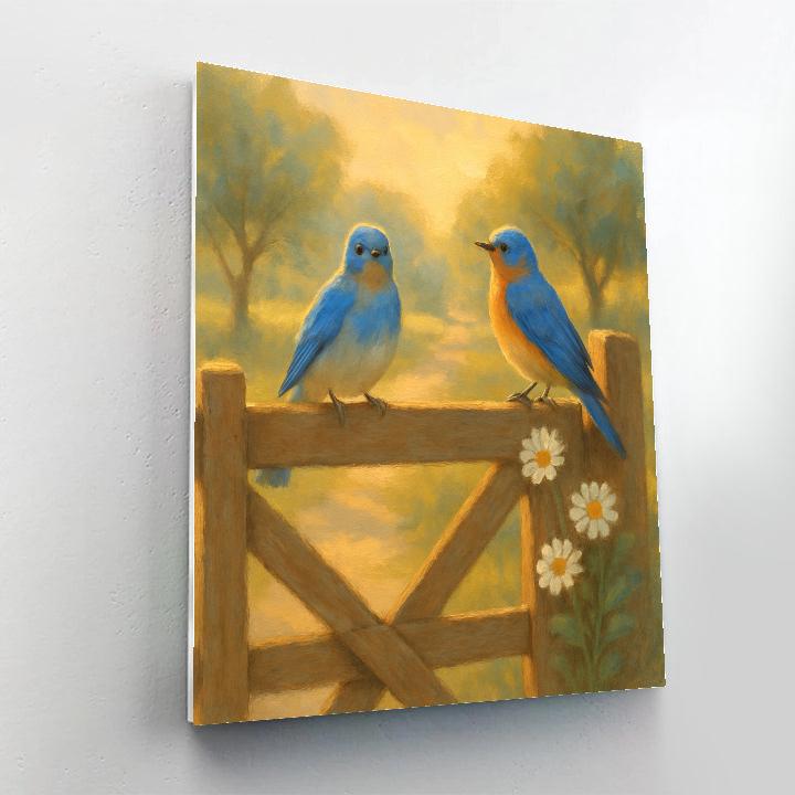 Bluebirds On The Sunwashed Orchard Gate Number painting