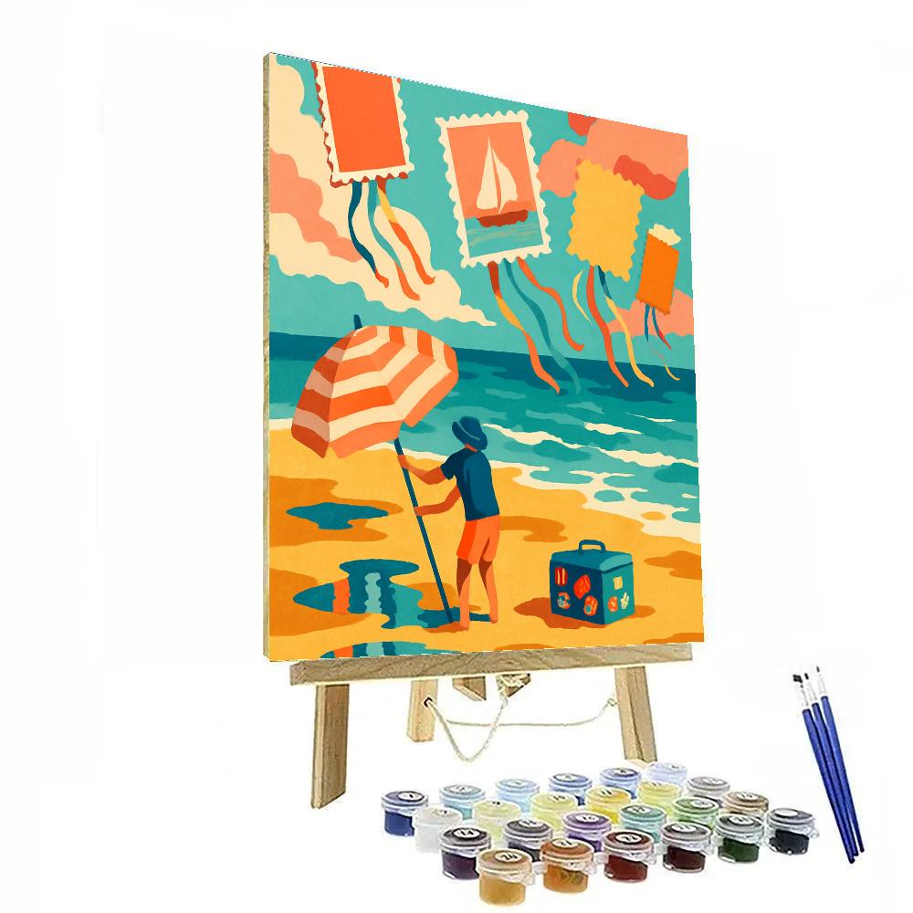 Postcard Kites Over The Beach Number painting