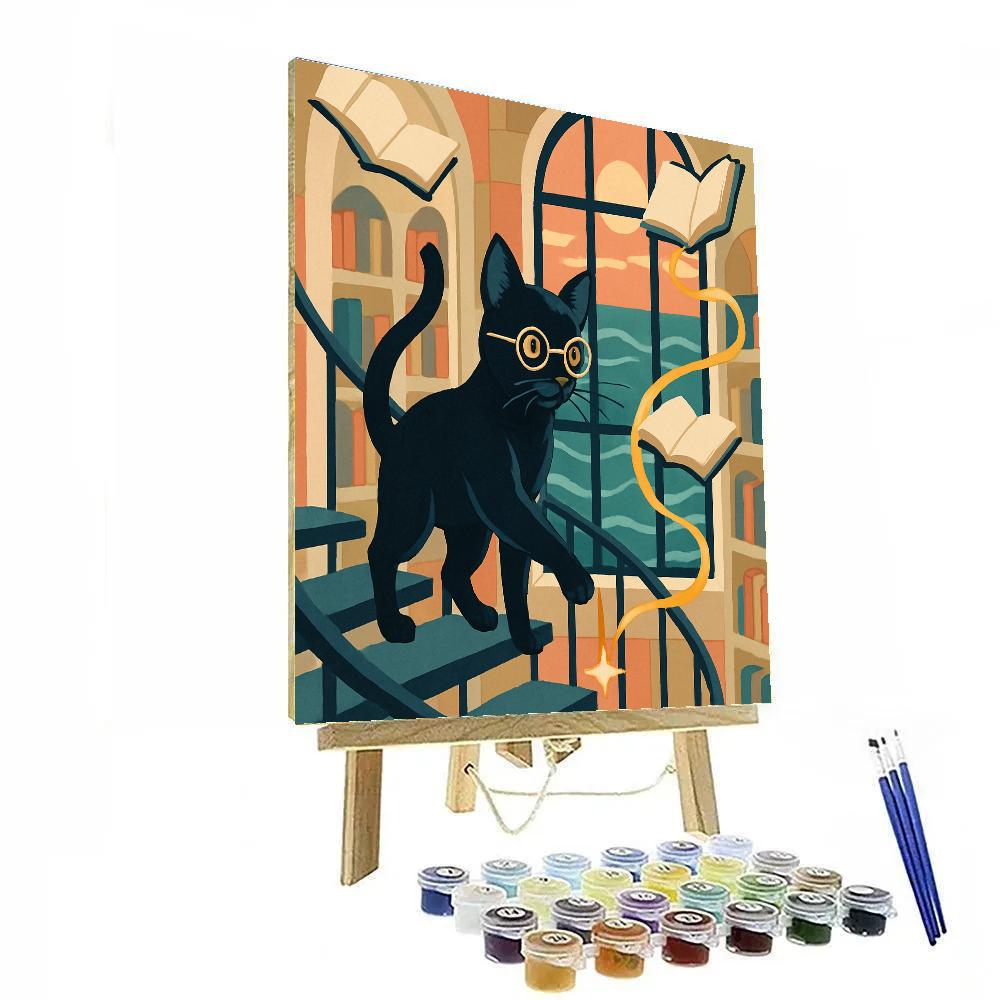 Lighthouse Library Cat paint by color
