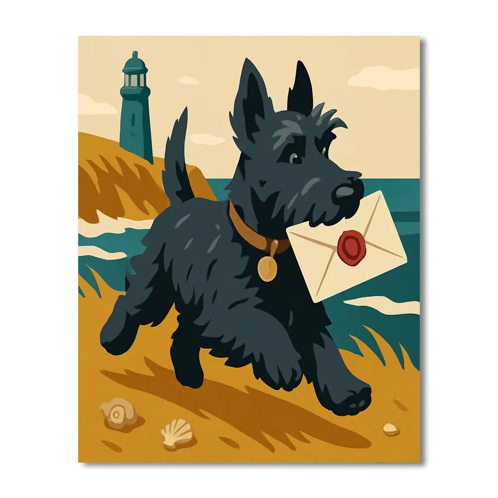 Highland Rescue Dog Postcard Run DIY paint by numbers