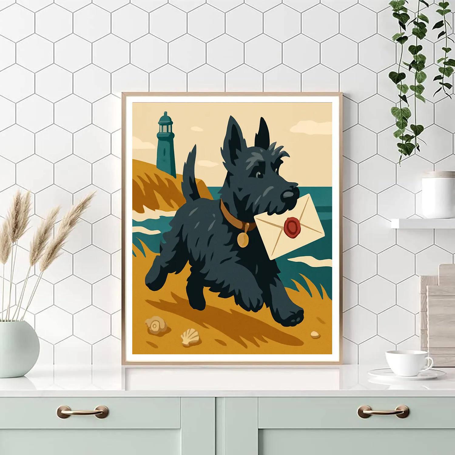 Highland Rescue Dog Postcard Run DIY paint by numbers