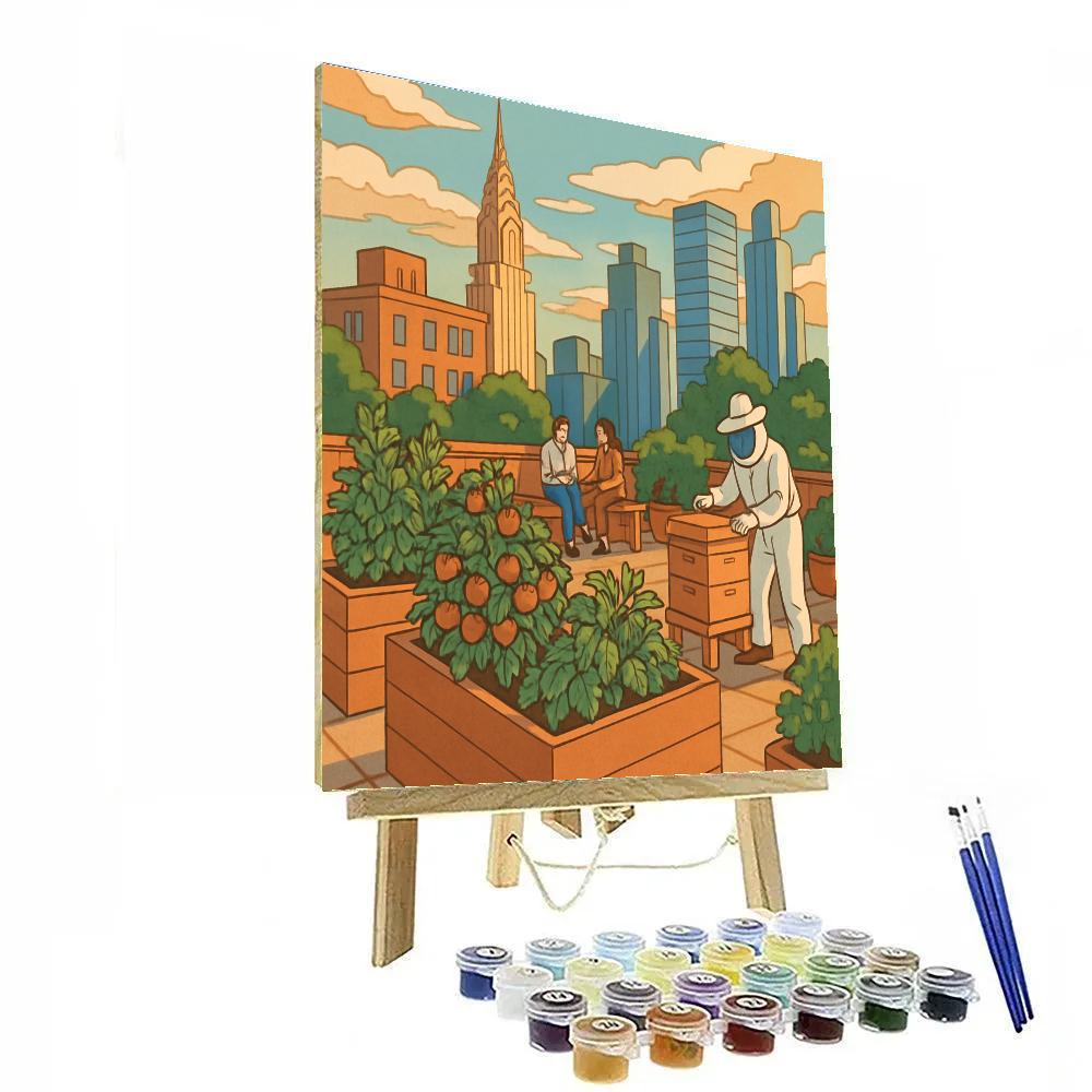 Rooftop Garden Overlooking New York paint by numbers