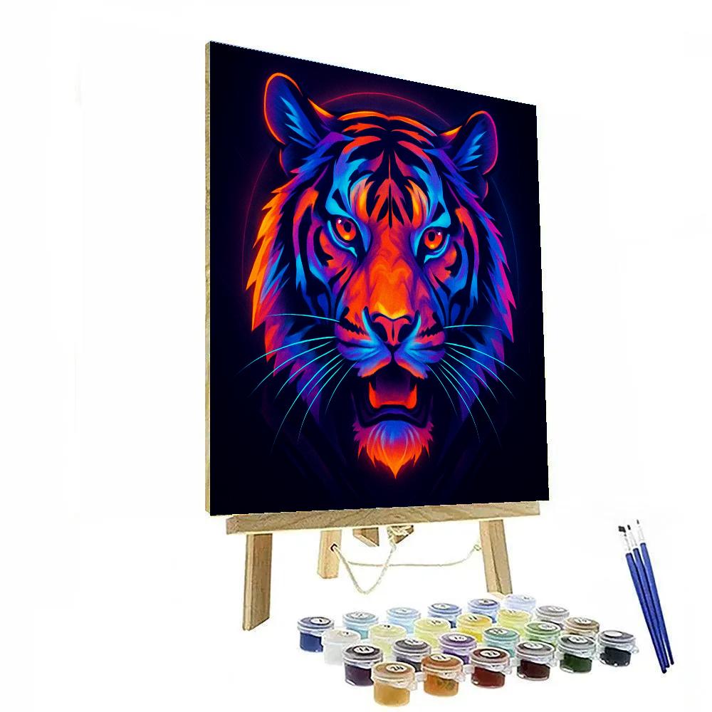 Neon Tempest Tiger painting number kit