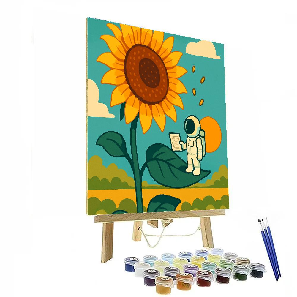 Astronaut Postcard Sunflower Bloom Paint by numbers art