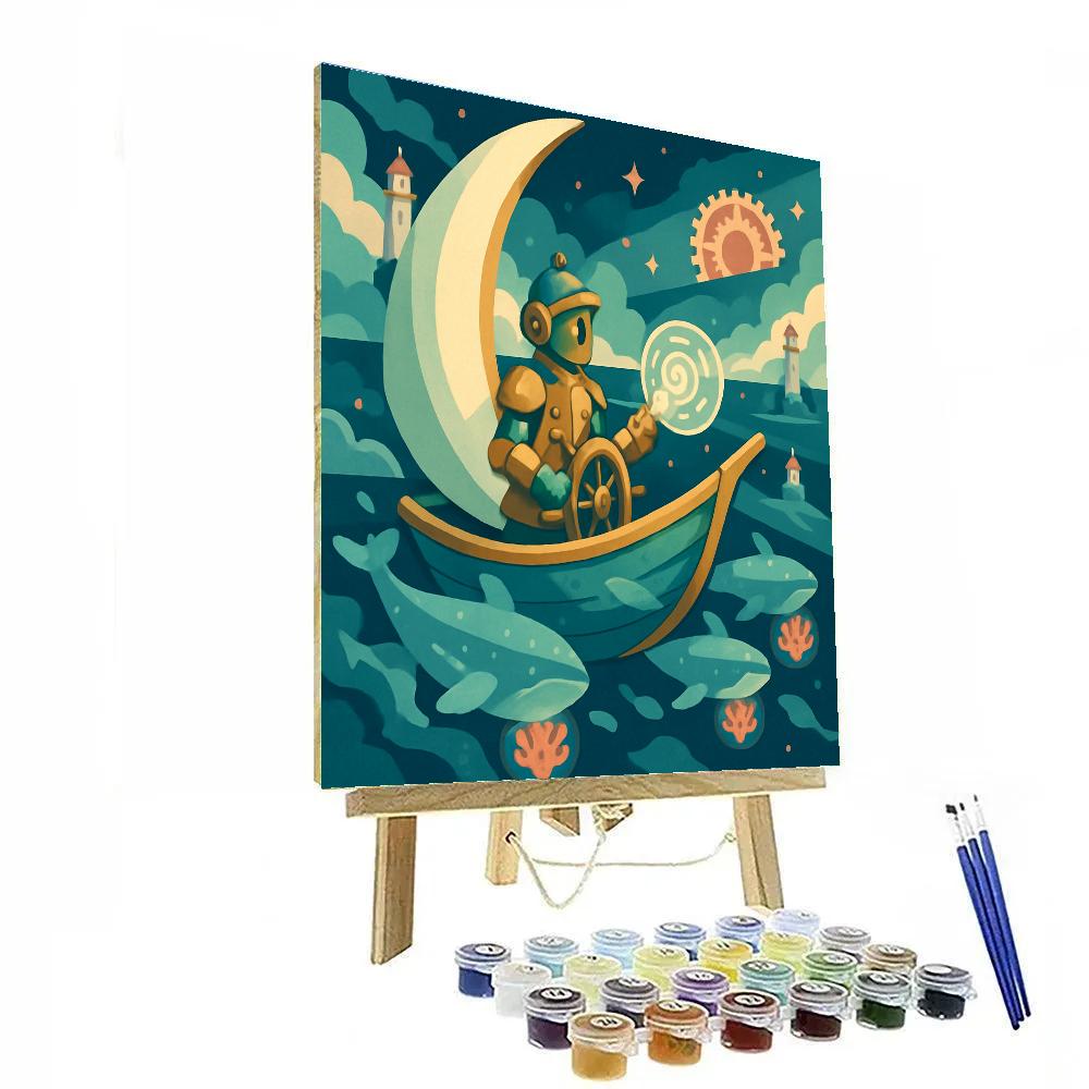 Clockwork Mariner In Fantasy Skies paint by number