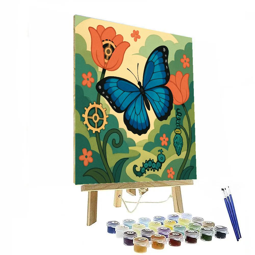 Clockwork Garden With Butterfly Drift Paint by numbers art