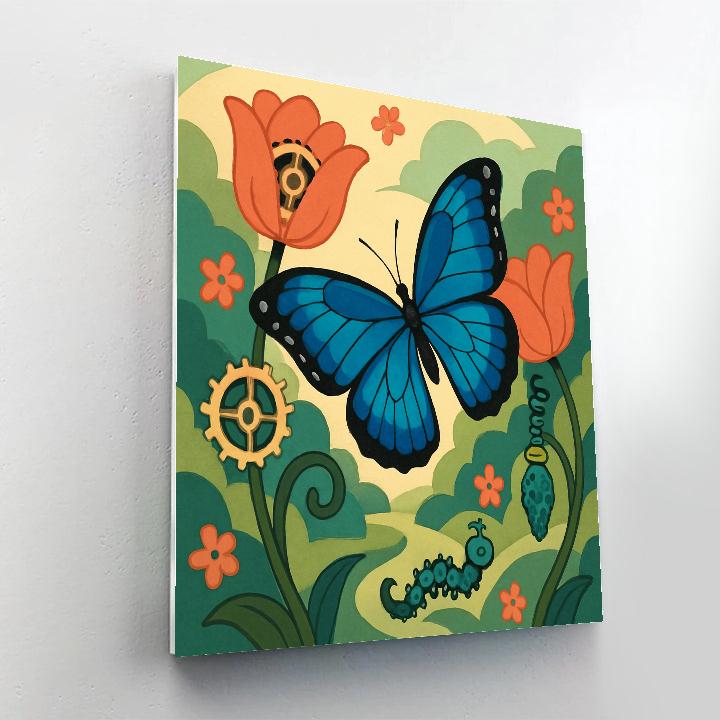 Clockwork Garden With Butterfly Drift Paint by numbers art