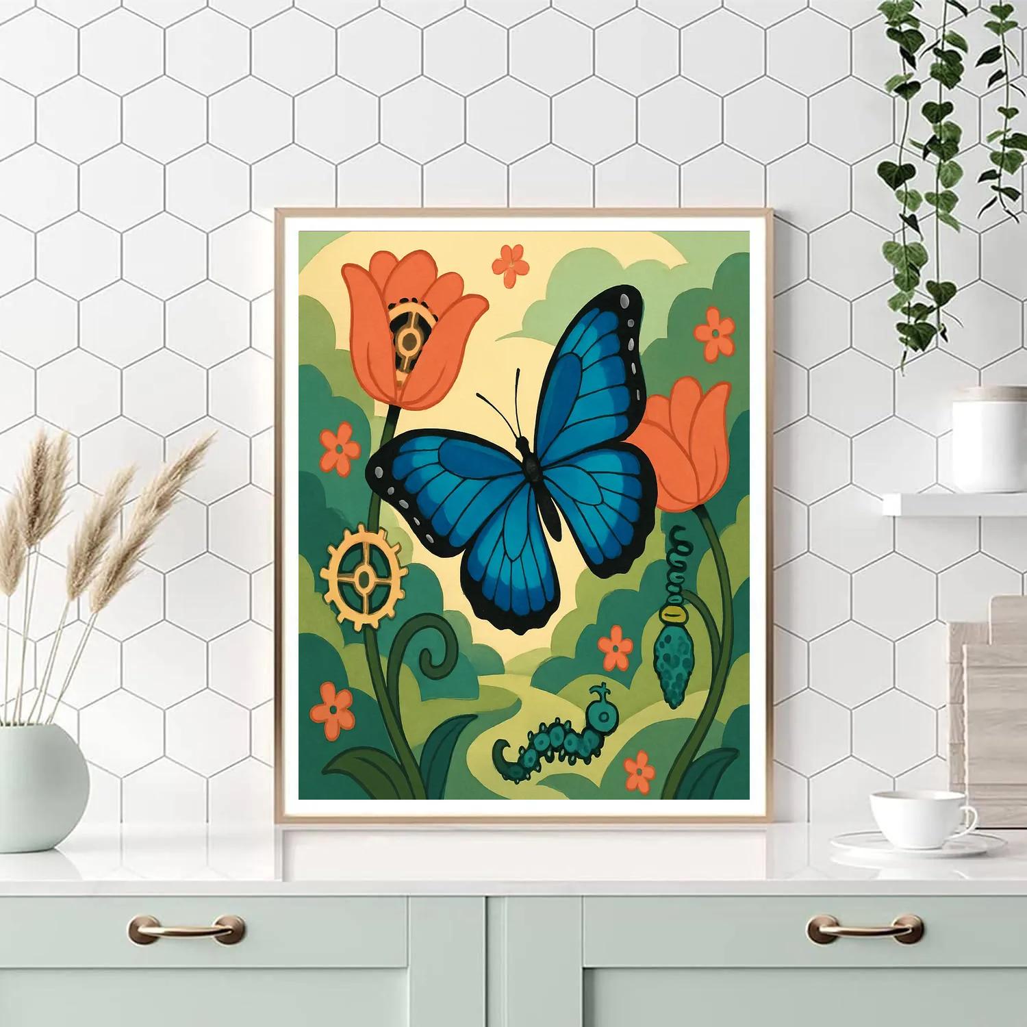 Clockwork Garden With Butterfly Drift Paint by numbers art