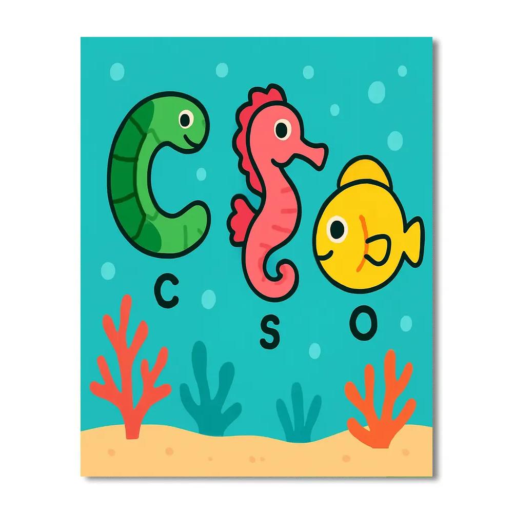 Coral Reef Alphabet Parade Painting by numbers kit