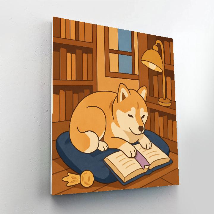 Library Quiet Hour With Dog Companion paint by number