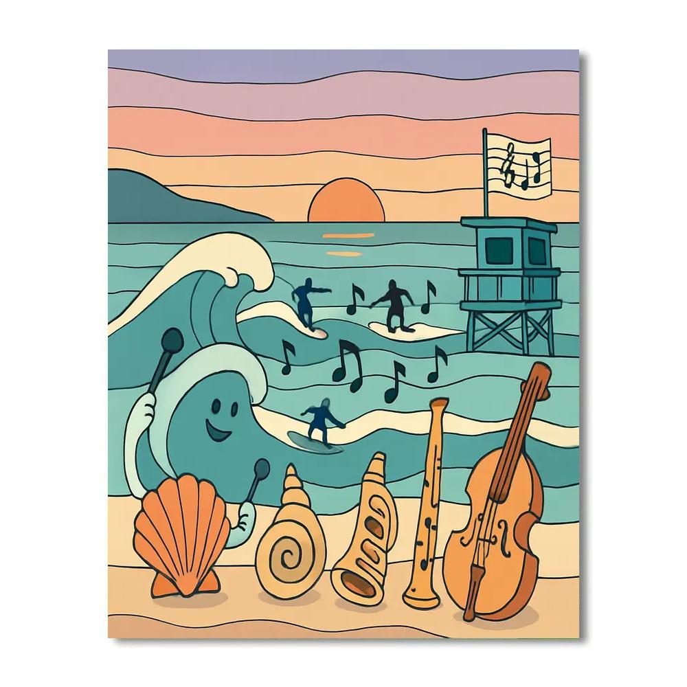 Tidal Orchestra Beach Scene Number painting