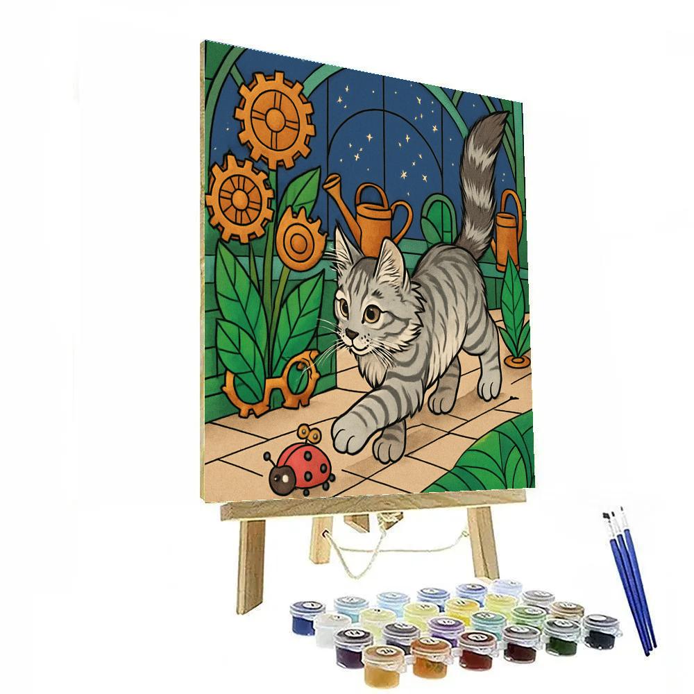 Clockwork Garden With Cat Companion Painting by numbers kit