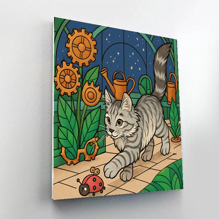 Clockwork Garden With Cat Companion Painting by numbers kit