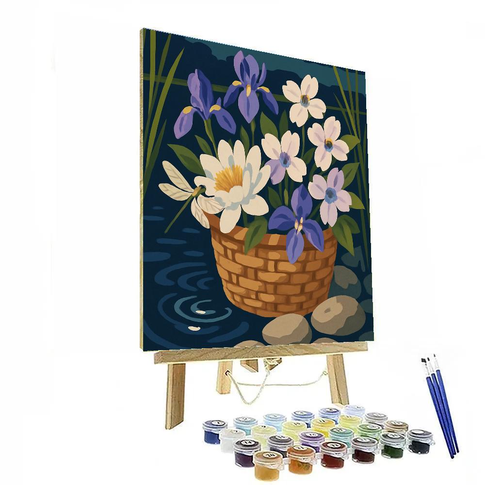 Riverbank Still Life With Flowers paint by number