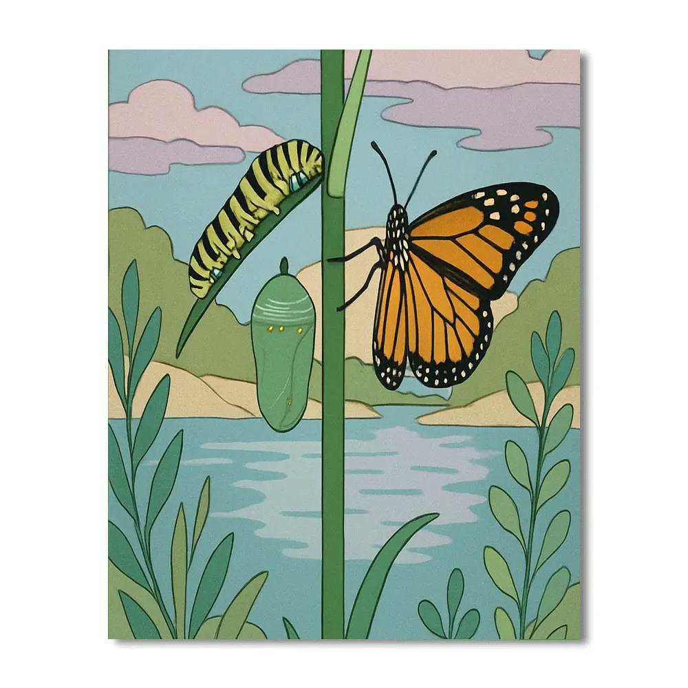 Metamorphosis Riverbank Butterfly paint by numbers