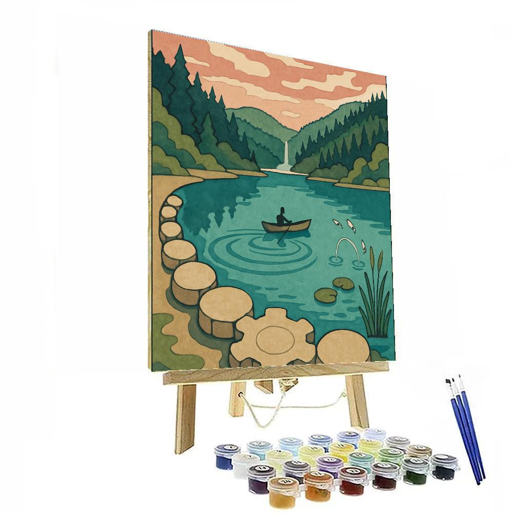 Clockwork Shoreline Lake Illustration paint by number