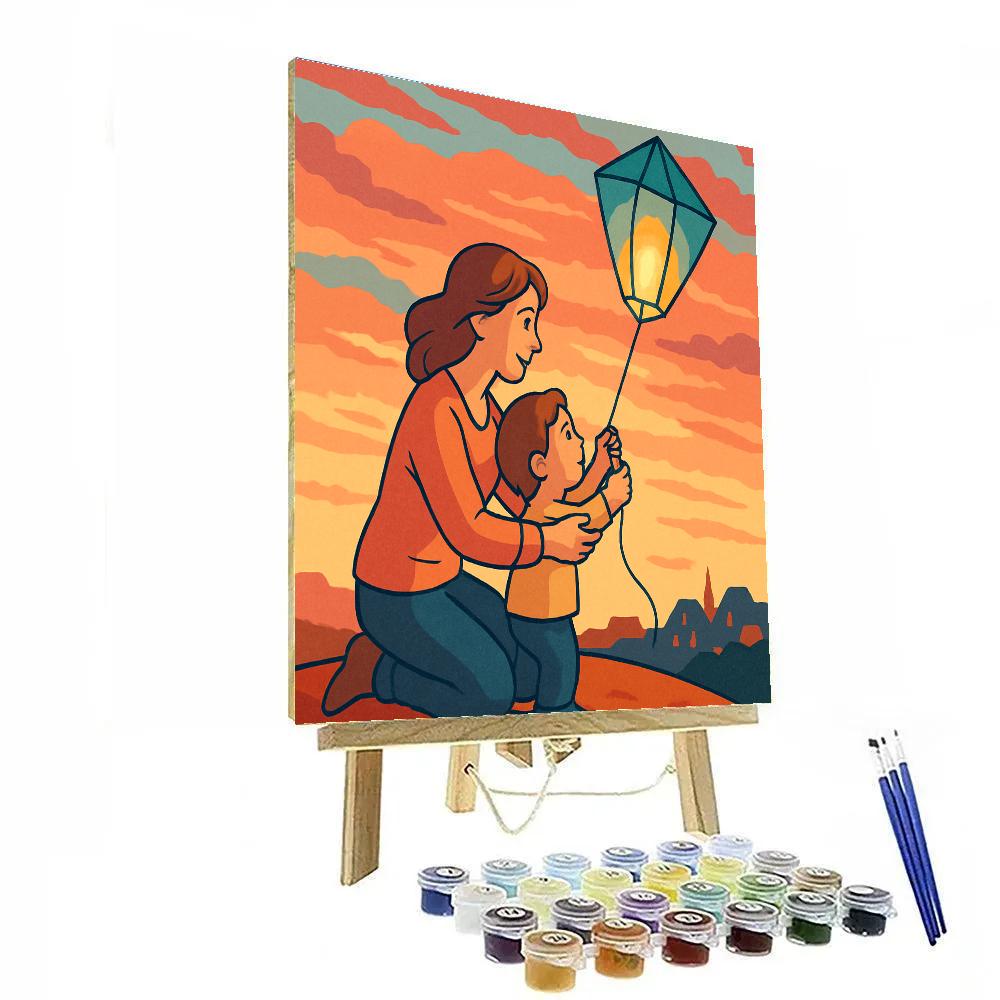 Kite Lantern Mother Paint by numbers kits