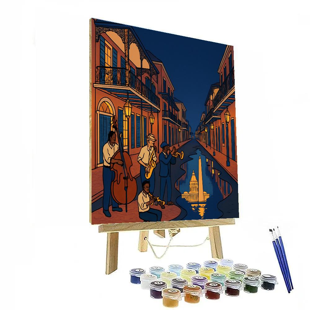 Jazz Night With USA Skyline Reflections Numbered painting kits