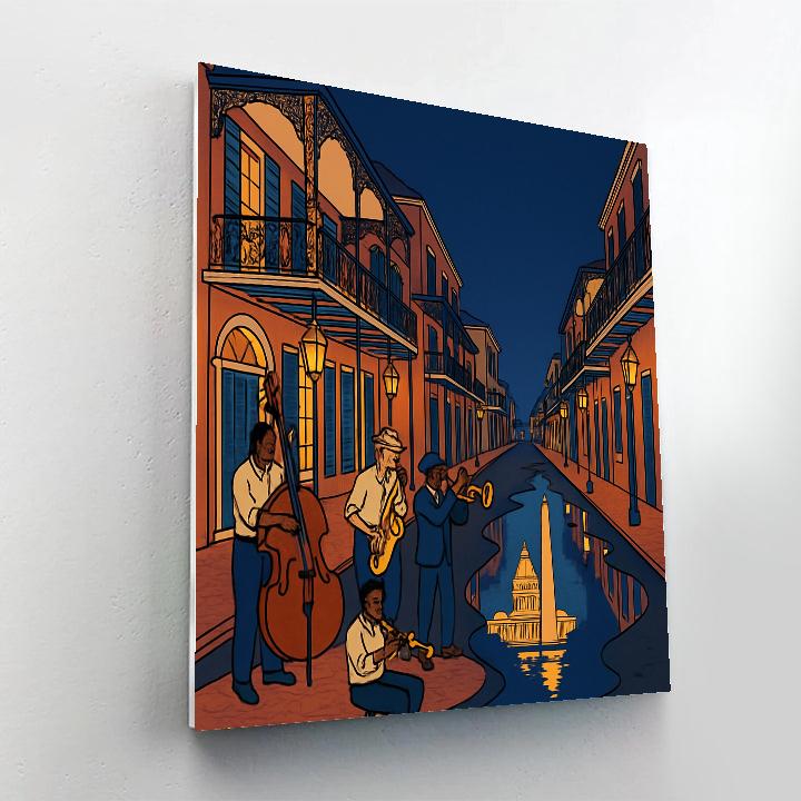 Jazz Night With USA Skyline Reflections Numbered painting kits