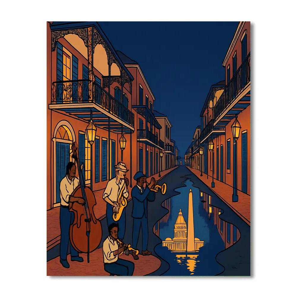 Jazz Night With USA Skyline Reflections Numbered painting kits