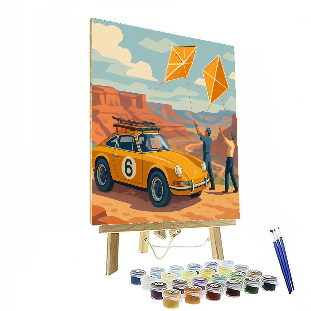 Canyon Pit Stop With Cars And Solar Kites DIY paint by numbers