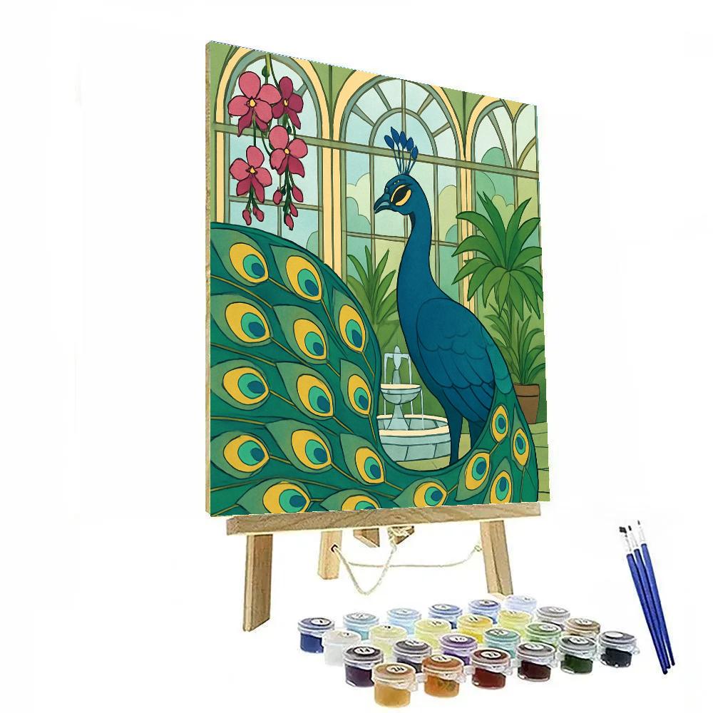 Glasshouse Courtship With Peacock Elegance painting number kit