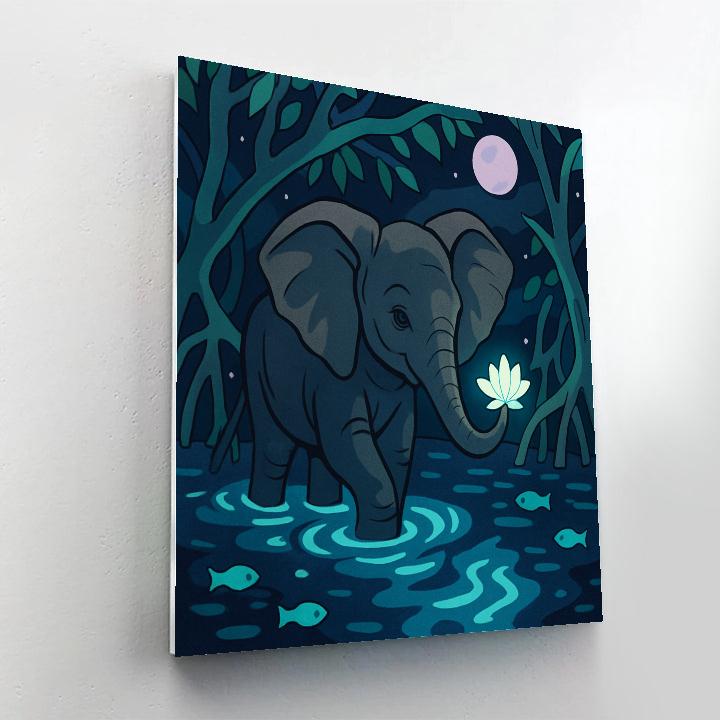Elephant Bioluminescent Mangrove Nightwalk Number painting