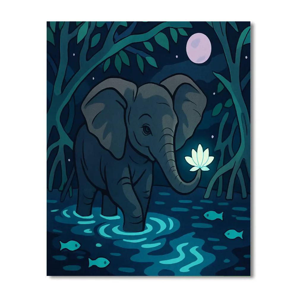 Elephant Bioluminescent Mangrove Nightwalk Number painting