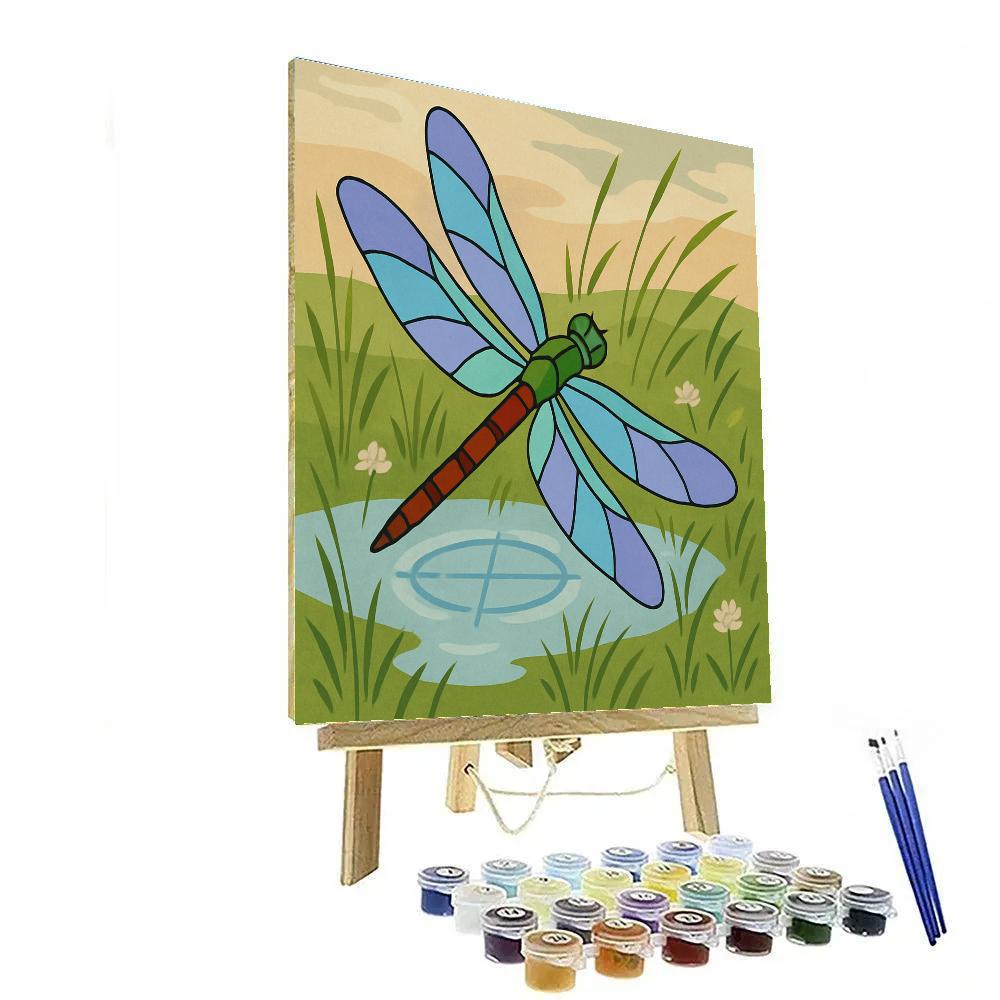 Wind Compass With Dragonfly Over Meadow Pools DIY paint by numbers