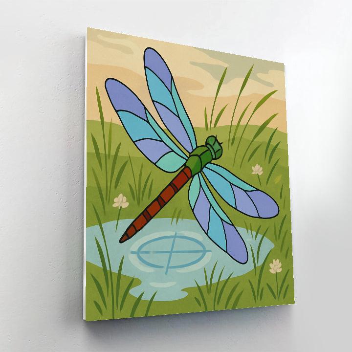 Wind Compass With Dragonfly Over Meadow Pools DIY paint by numbers