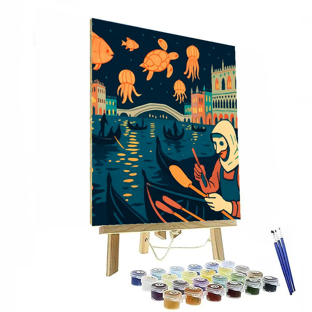 Lantern Regatta In Italy Lagoon Numbered painting kits