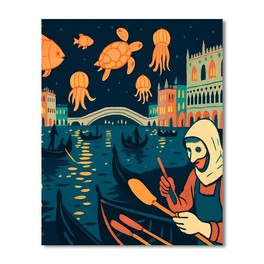 Lantern Regatta In Italy Lagoon Numbered painting kits