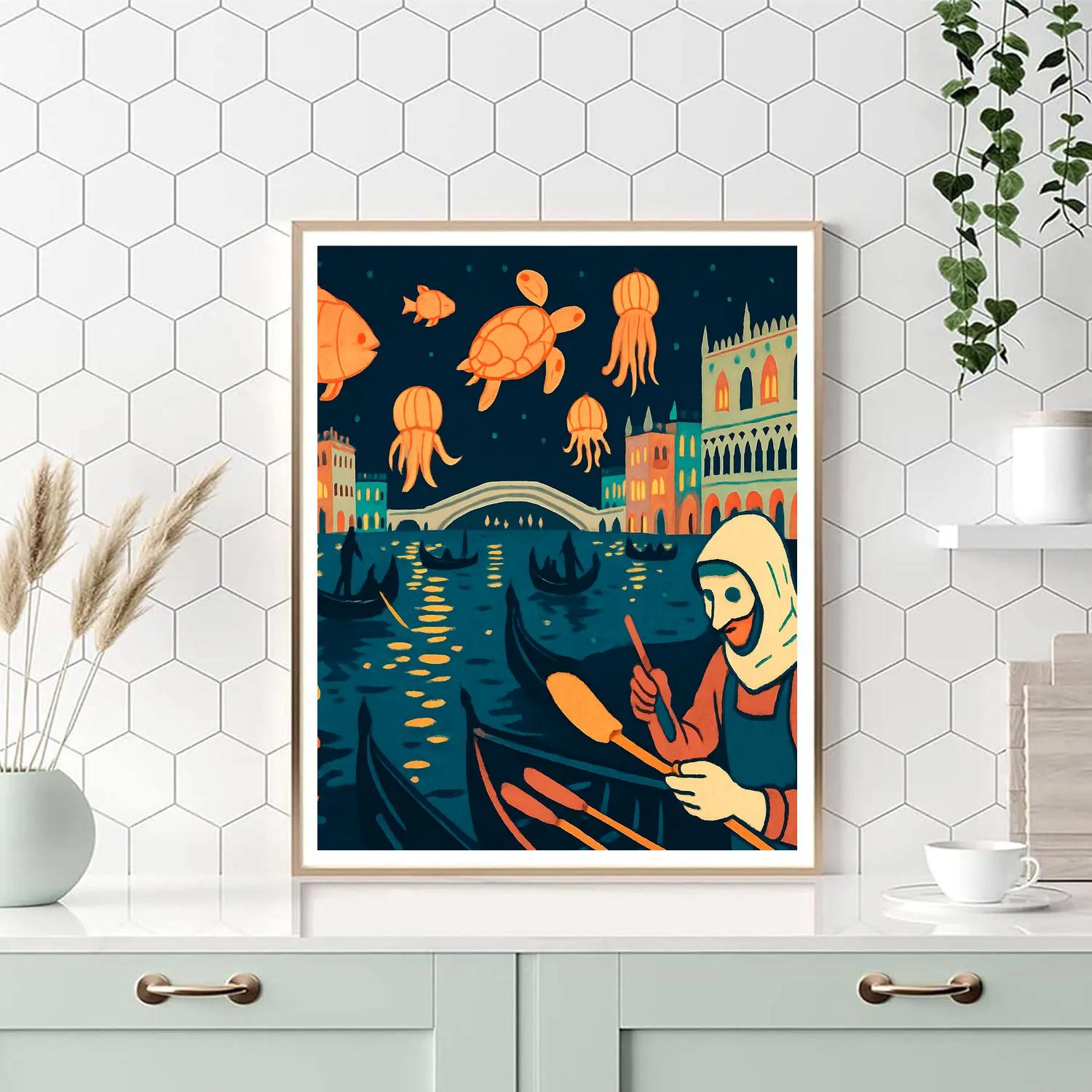 Lantern Regatta In Italy Lagoon Numbered painting kits