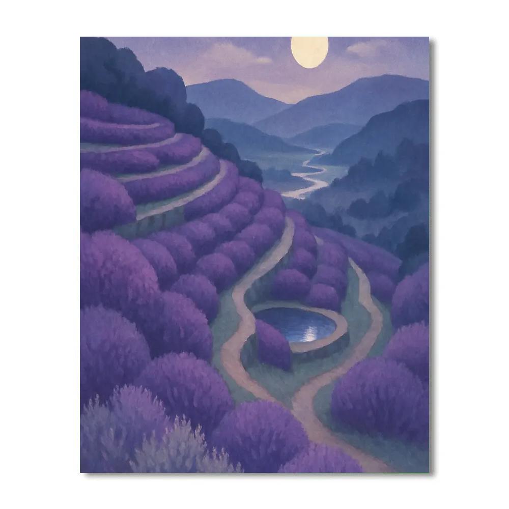 Moonlit Terraces Of The Lavender Valley paint by number