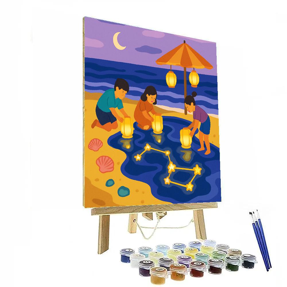 Tidepool Lantern Parade At The Beach Paint by numbers art