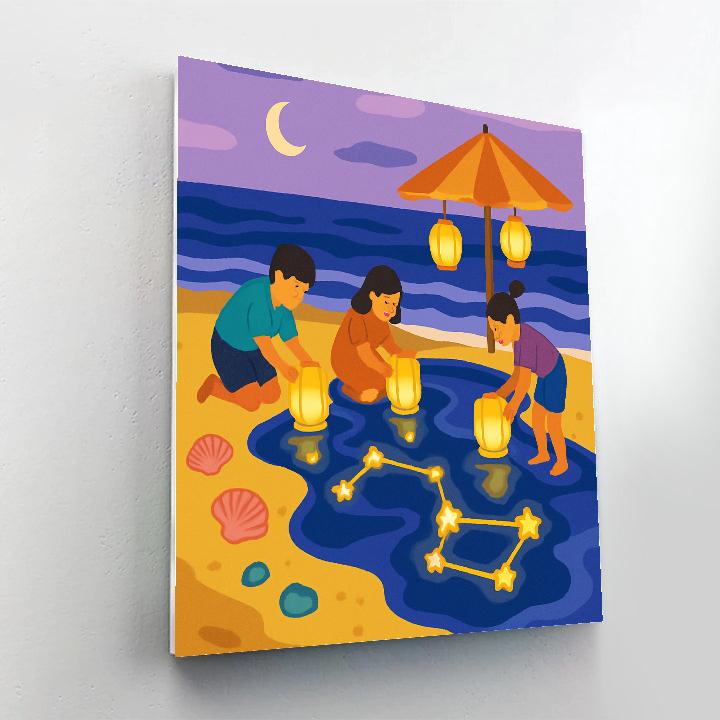 Tidepool Lantern Parade At The Beach Paint by numbers art
