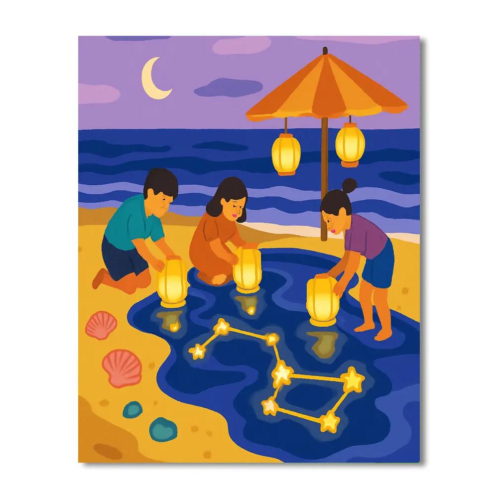 Tidepool Lantern Parade At The Beach Paint by numbers art